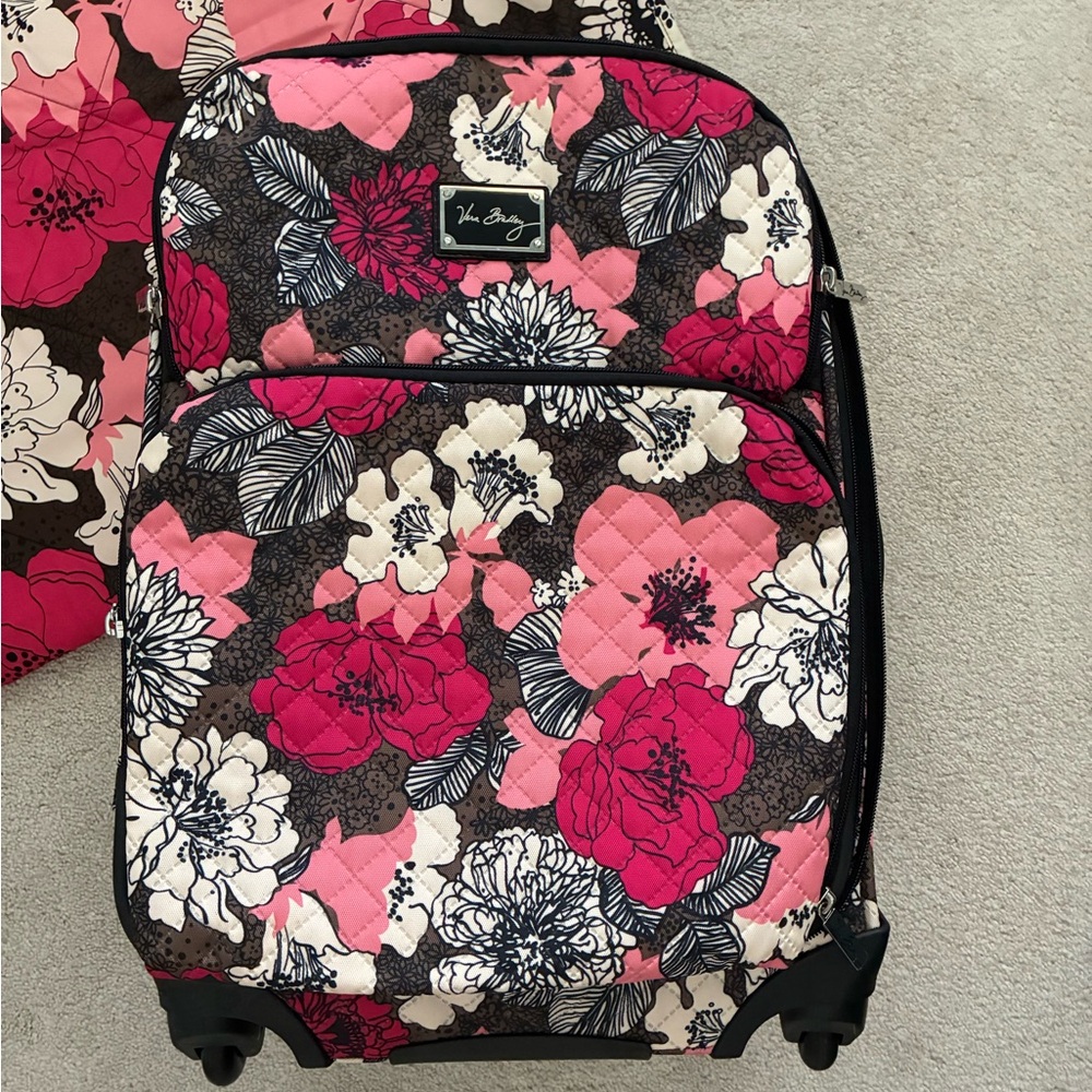 Vera Bradley Pink and Brown Travel Bag with Artistic Floral Design